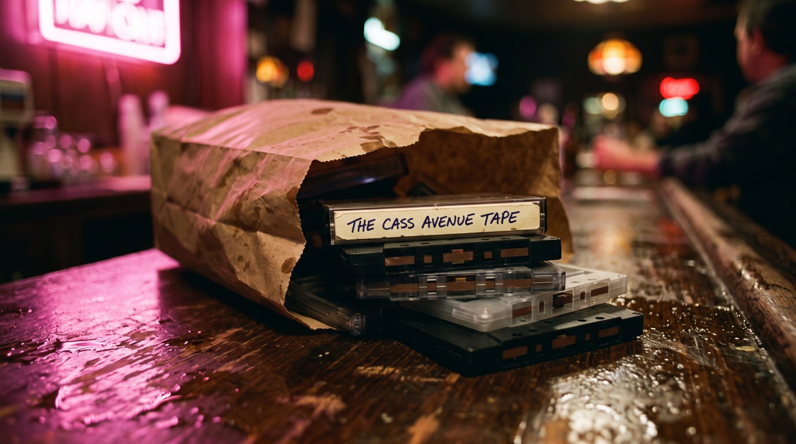 The Cass Avenue Tape in a paper bag