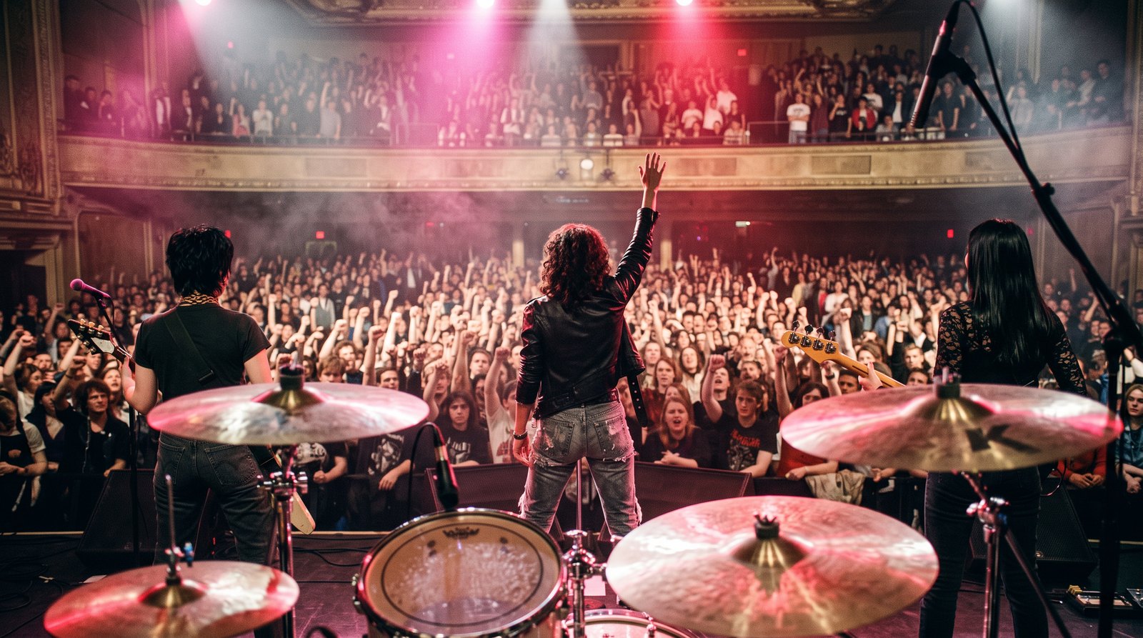 A sold-out crowd seen from the stage